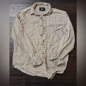 Casual Beige and Brown Checkered Men's Shirt